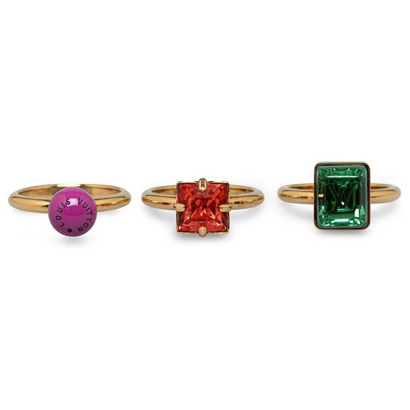 New Louis Vuitton Cosmopolitan Crystal Monogram Ring Set of 3 Size M with Box💍✨ - Picture 1 of 9